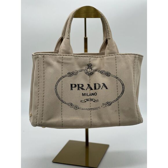 Prada‎ 🌺 2 Way Canapa  Tote with Cross Body Strap! Very Good Condition - Picture 1 of 11